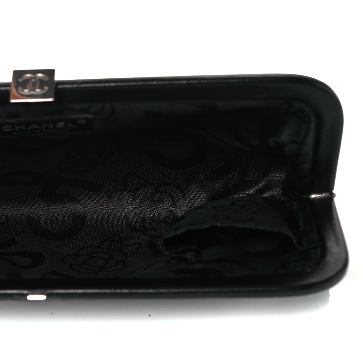 Chanel Lambskin Vertical Quilted Mademoiselle Clutch Black 5 of 10