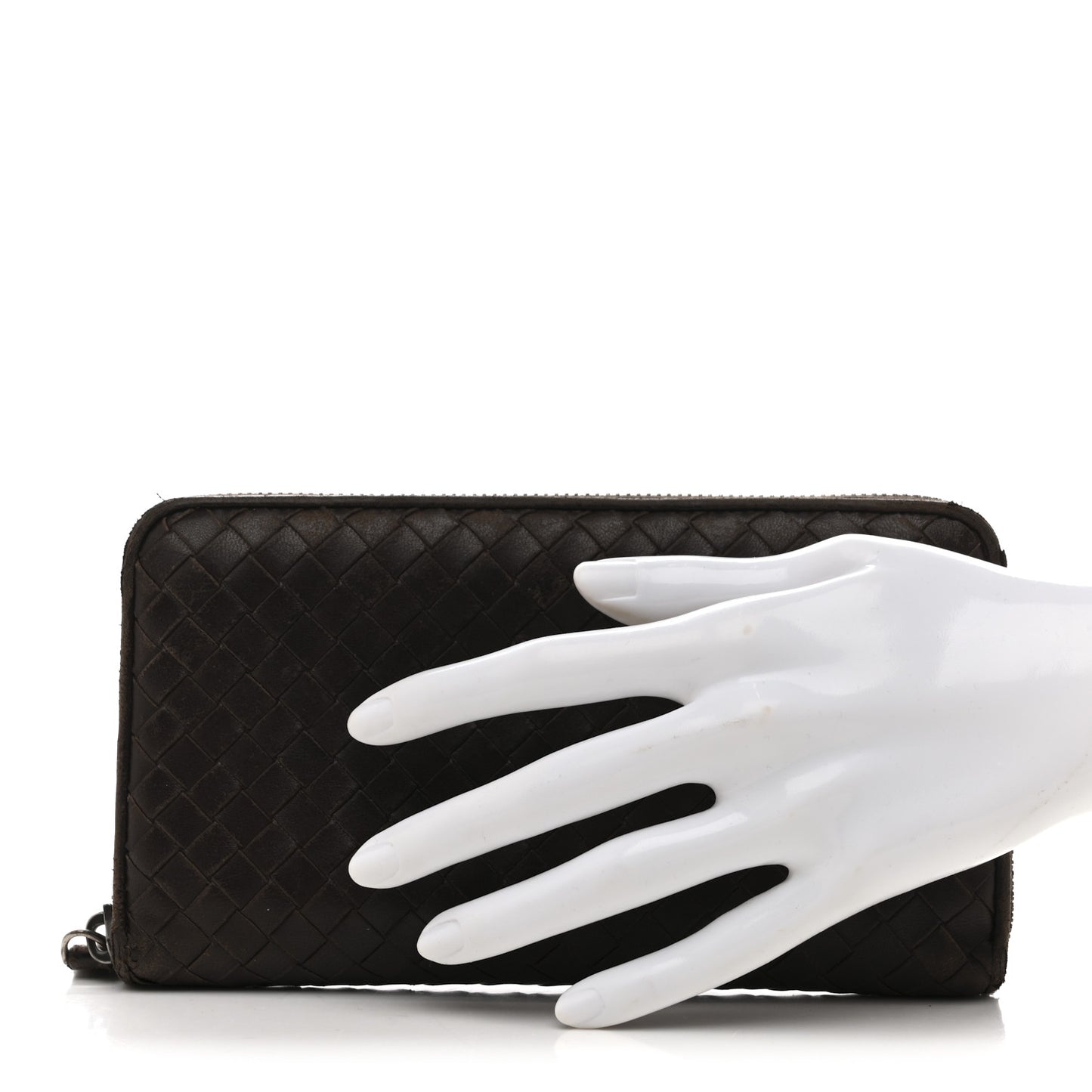 Nappa Intrecciato Zip Around Wallet Ebano