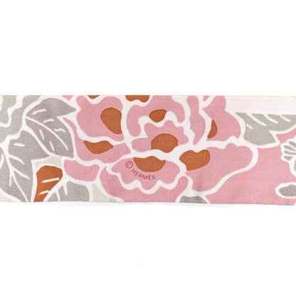 Hermes Silk Bingata Twilly Vieux Rose Vert De Eau 3 of 4