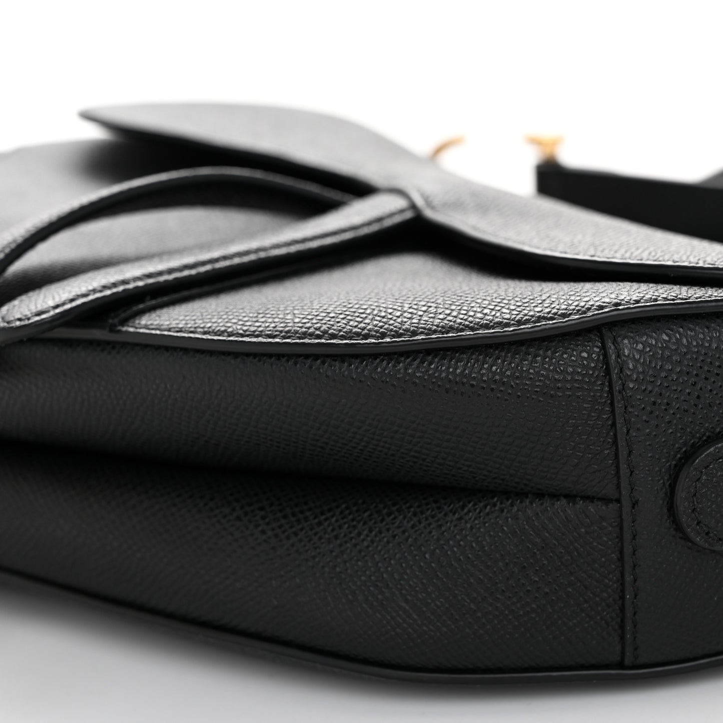 Grained Calfskin Saddle Bag With Strap Black