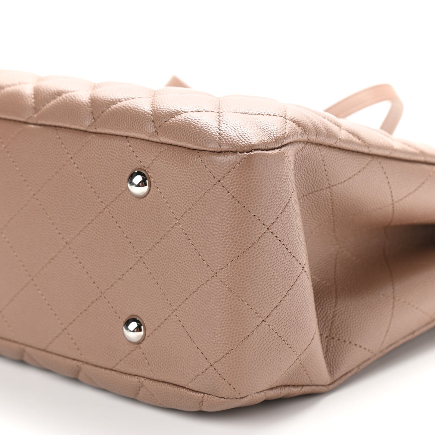 Caviar Quilted Large Shopping Tote Dark Beige