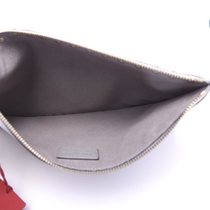Valentino Garavani Pebbled Calfskin Large Rockstud Zip Pouch Pastel Grey 5 of 6