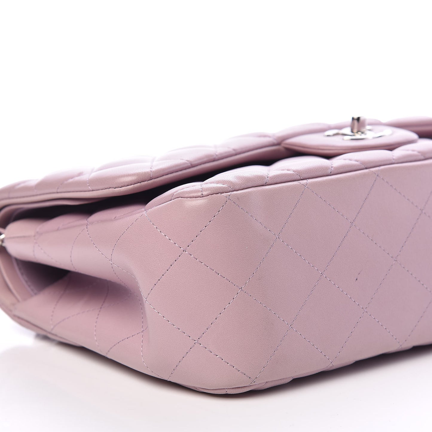 Lambskin Quilted Jumbo Double Flap Light Purple