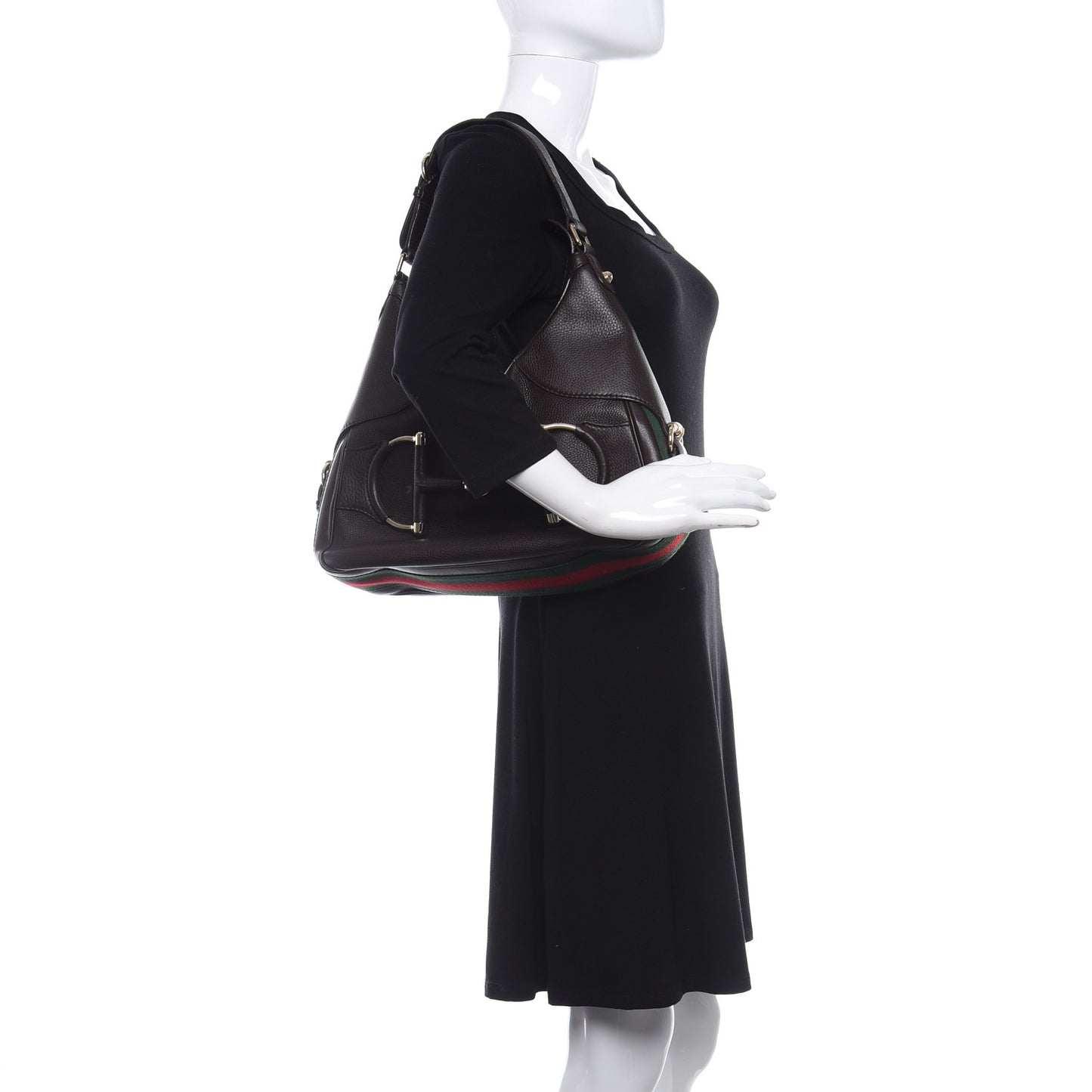Calfskin Large Horsebit Web Hobo Brown