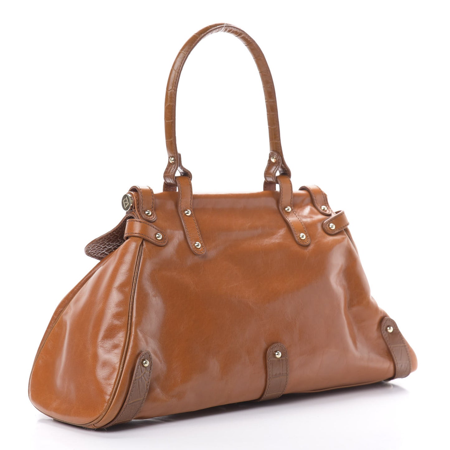 Lambskin Crocodile Embossed Medium Magic Bag Honey