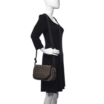 Fendi Zucchino Vitello Flap Messenger Satchel Testa di Moro Beige 2 of 14