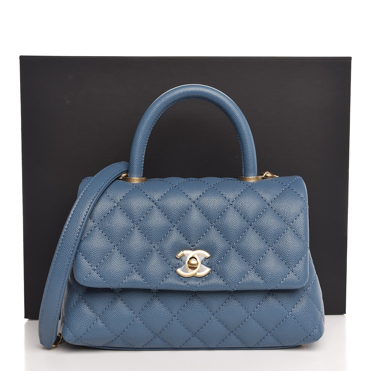 Chanel Caviar Quilted Mini Coco Handle Flap Blue 8 of 8