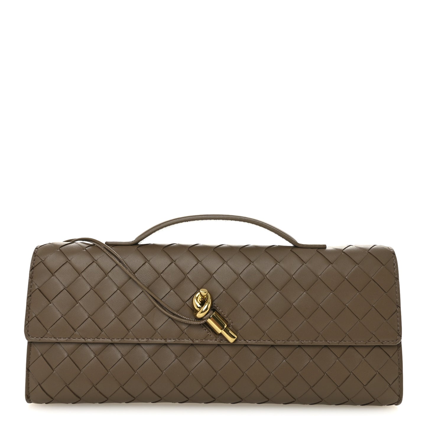 Nappa Intrecciato Long Andiamo Top Handle Clutch Pinecone