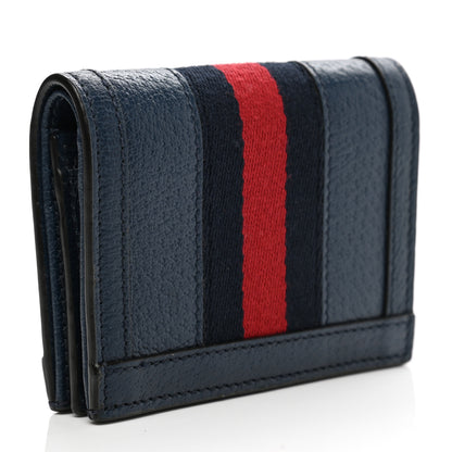 Gucci Textured Calfskin Web Ophidia Card Case Blue Agata 3 of 7