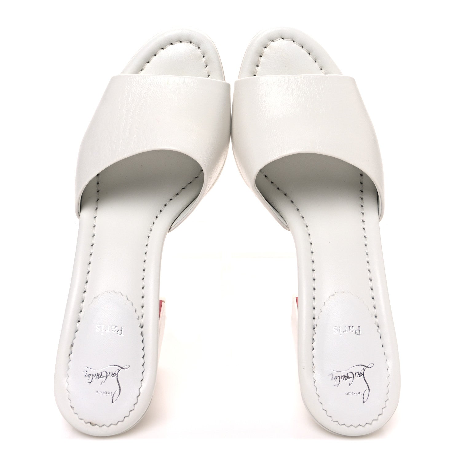 Christian Louboutin Nappa Jane 85 Mule Sandal Pumps 38 White 2 of 10