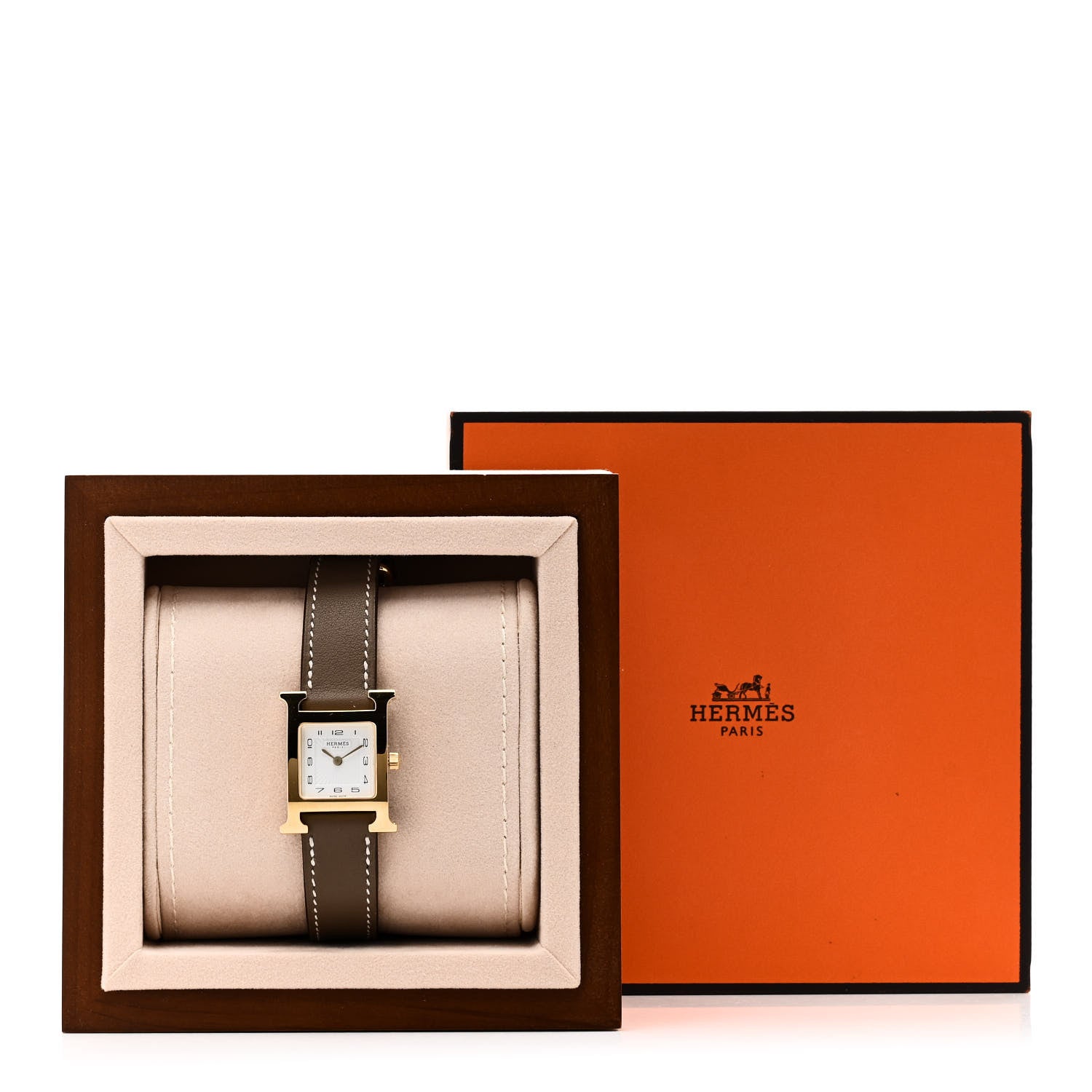 Hermes Stainless Steel Swift 21mm Heure H Hour Quartz Watch Etoupe 5 of 5