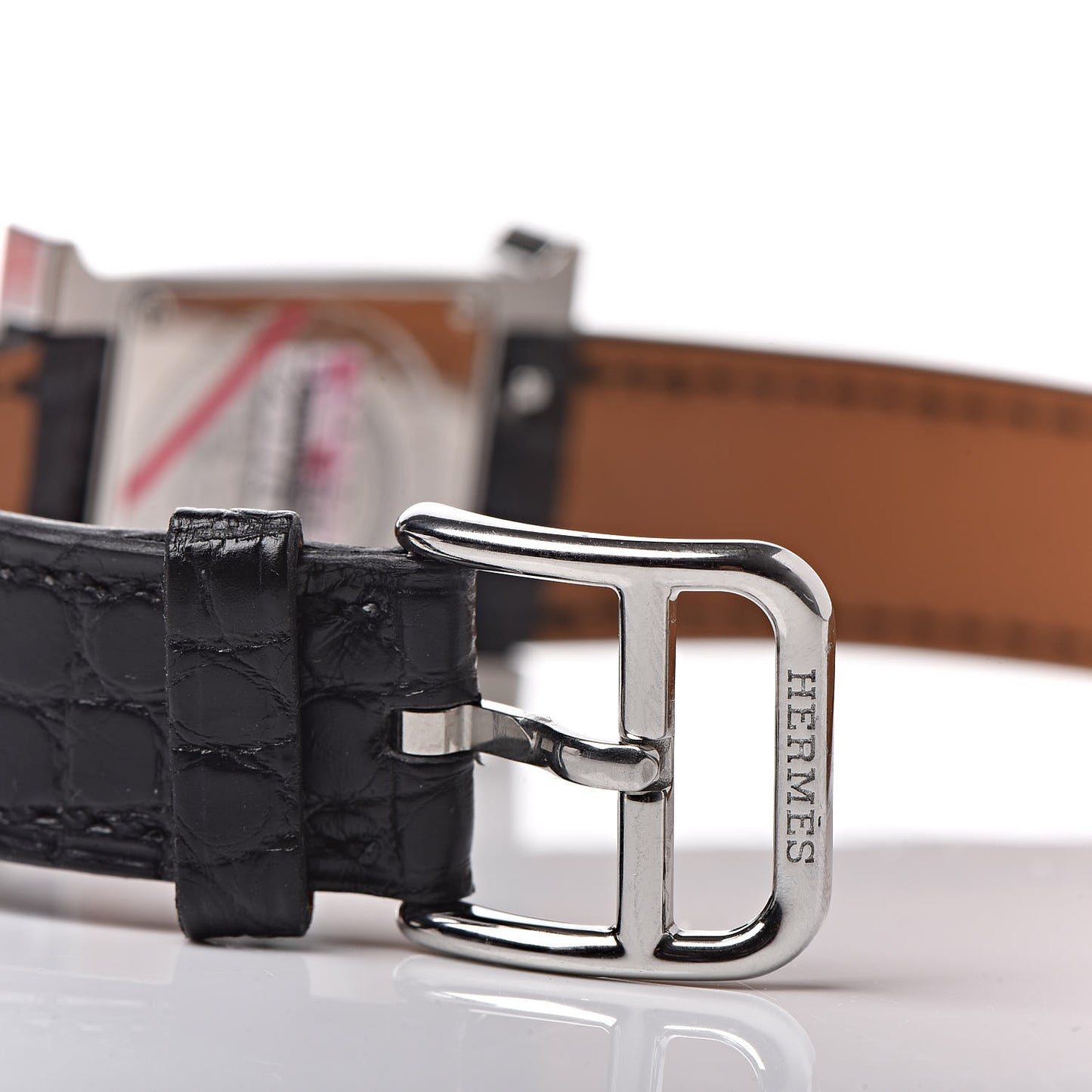 Stainless Steel Alligator Diamond Bezel Mother of Pearl 21mm Heure H Hour Quartz Watch Noir