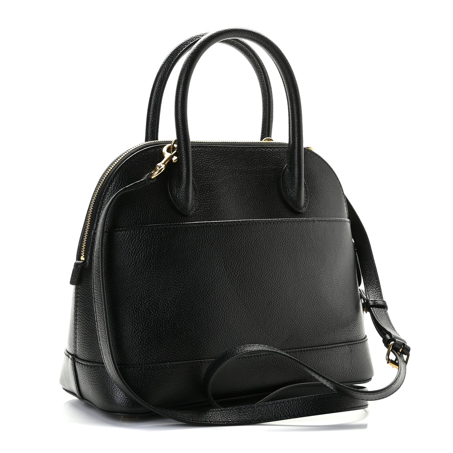 Grained Calfskin Logo S Ville Top Handle Bag Black White