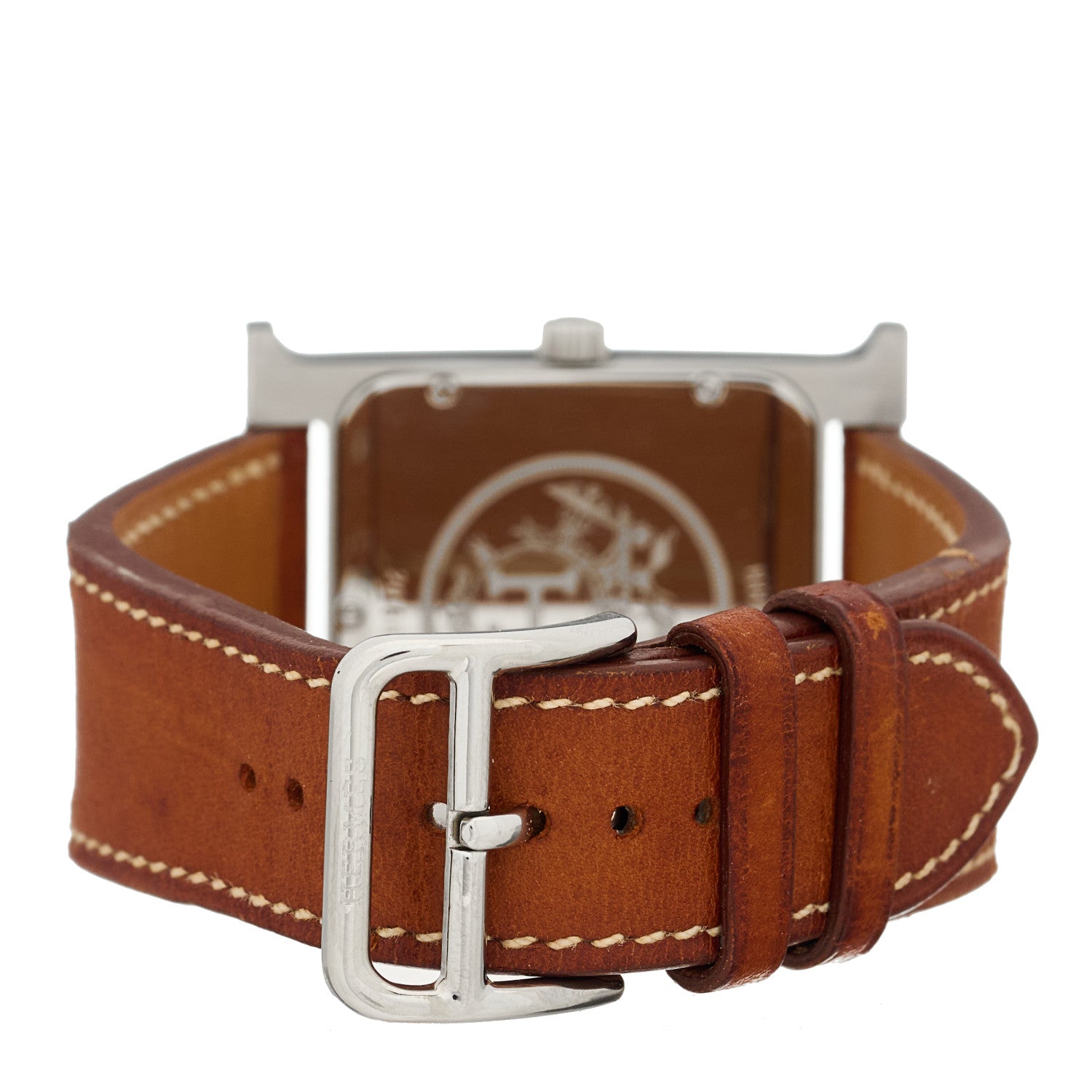 Hermes Stainless Steel Barenia 30.5mm Heure H Hour Quartz Watch Fauve 3 of 5