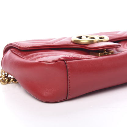 Gucci Calfskin Matelasse Mini GG Marmont Shoulder Bag Hibiscus Red 7 of 10