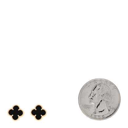 Van Cleef & Arpels 18K Yellow Gold Black Onyx Sweet Alhambra Earrings 2 of 5