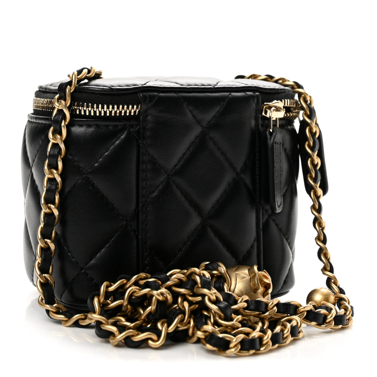 Chanel Lambskin Quilted Mini Pearl Crush Vanity Case With Chain Black 3 of 13