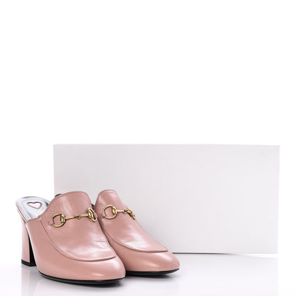 Gucci Malaga Kid Horsebit Princetown Mid Heel Mules 39 Pink 9 of 9