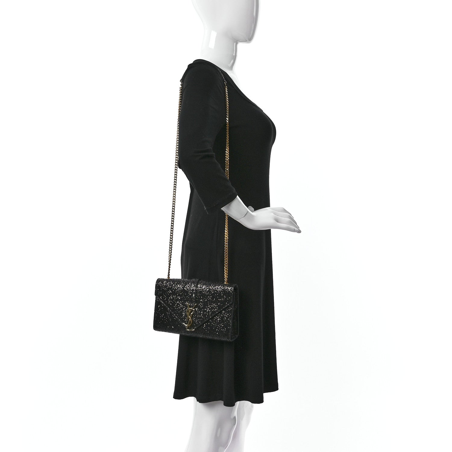 Saint Laurent Glitter Monogram Galactica Satchel Black 2 of 9