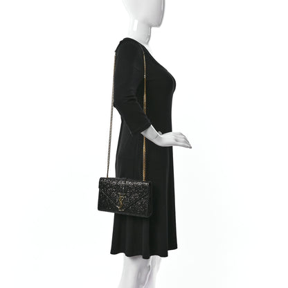 Saint Laurent Glitter Monogram Galactica Satchel Black 2 of 9
