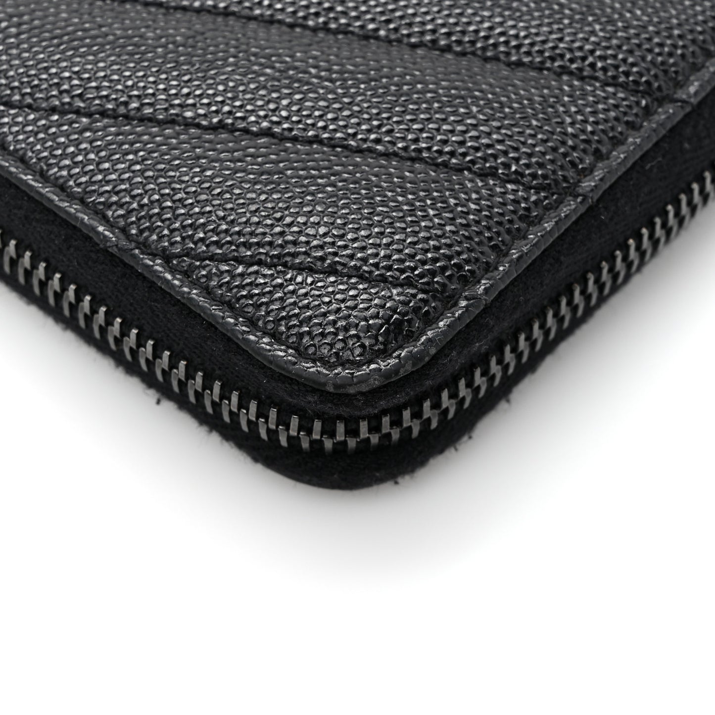 Grain De Poudre Matelasse Chevron Monogram Monochrome Zip Around Wallet Black