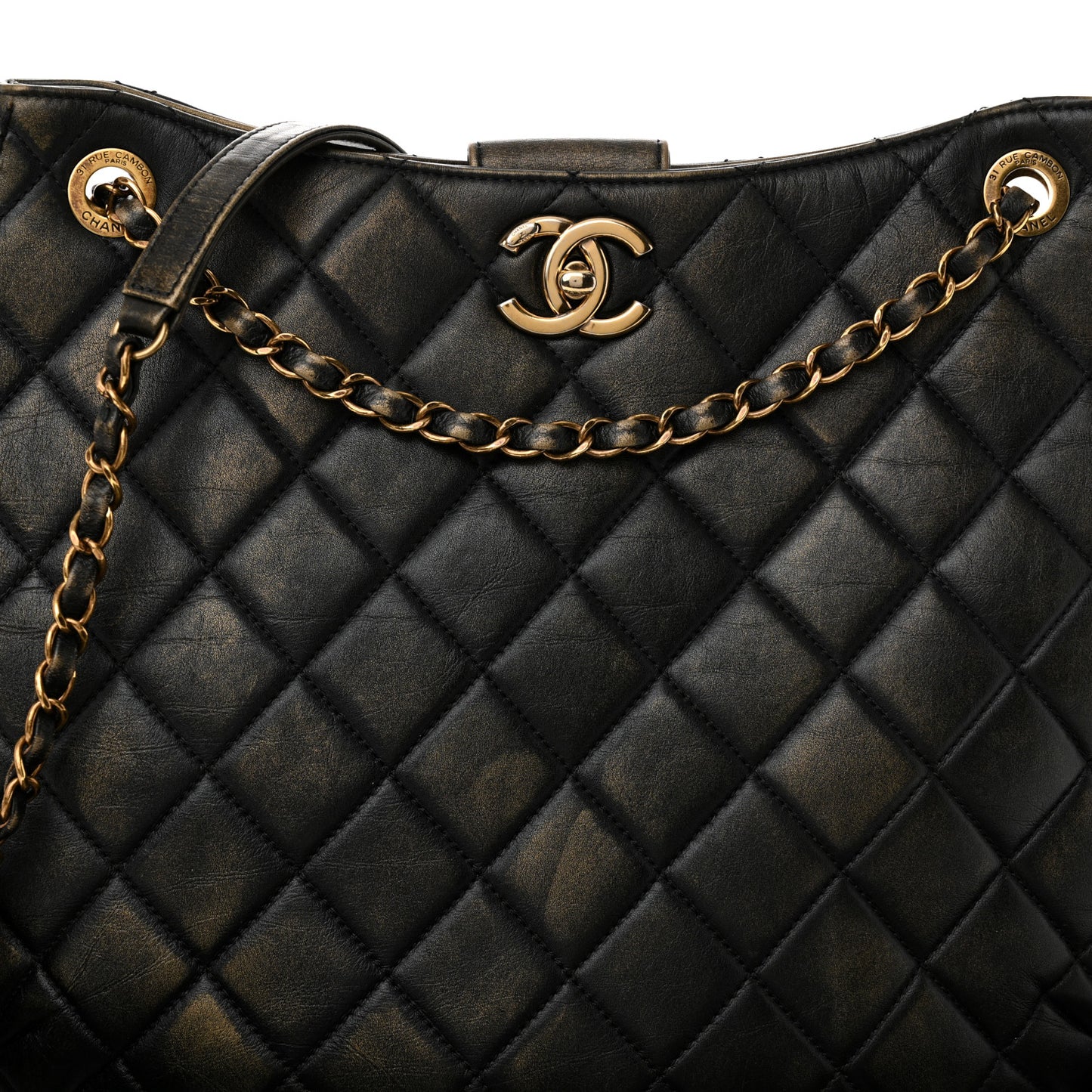 Calfskin Quilted Into The Fringe Hobo Black Gold