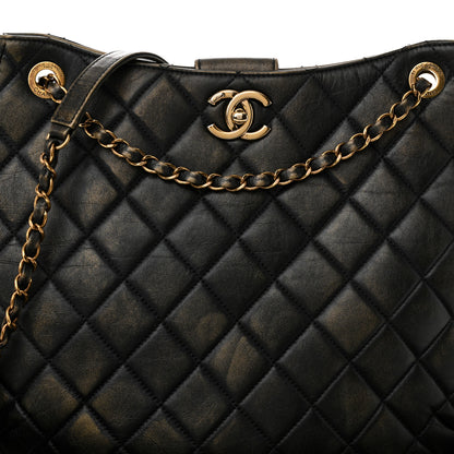Chanel Calfskin Quilted Into The Fringe Hobo Black Gold 8 of 10