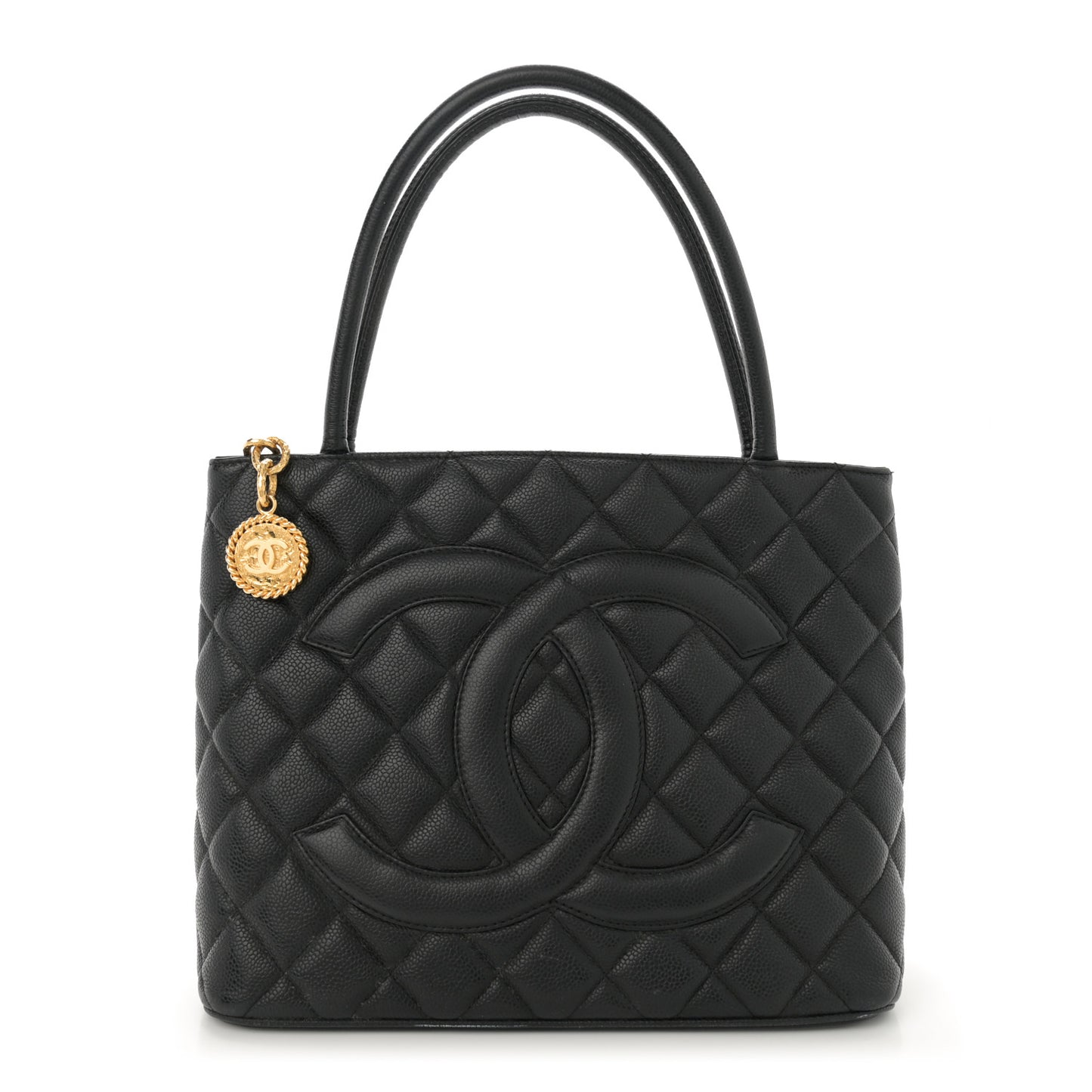 Caviar Quilted Medallion Tote Black