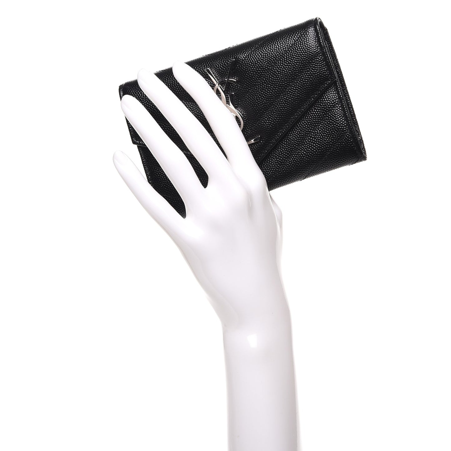 Grain De Poudre Matelasse Chevron Small Monogram Envelope Wallet Black