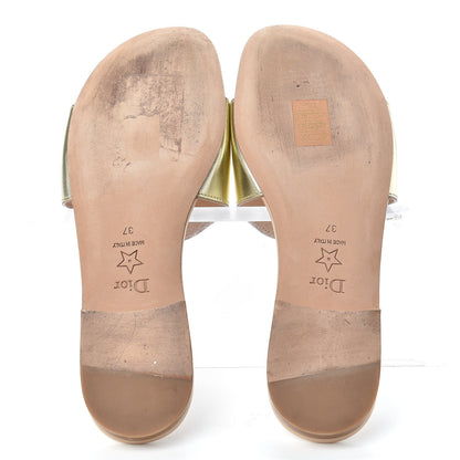 Christian Dior Metallic Calfskin D-Club Mule Sandal 37 Light Gold 6 of 11
