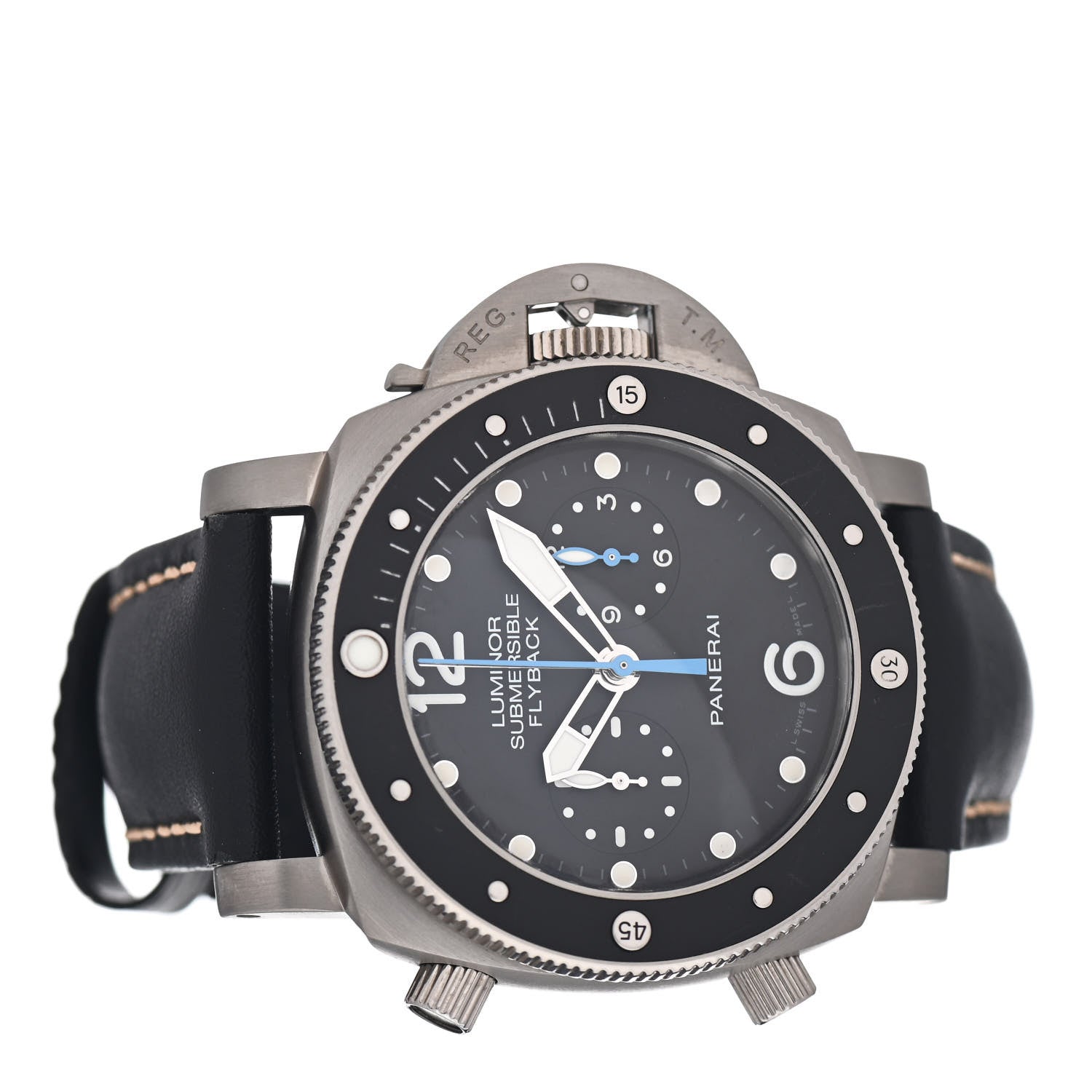 Panerai Titanium Calfskin 47mm Luminor Submersible Flyback Automatic Watch Black PAM00615 2 of 4