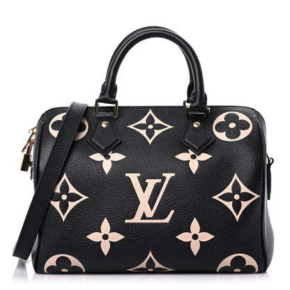 Louis Vuitton Empreinte Monogram Giant Speedy Bandouliere 25 Black Beige 1 of 10