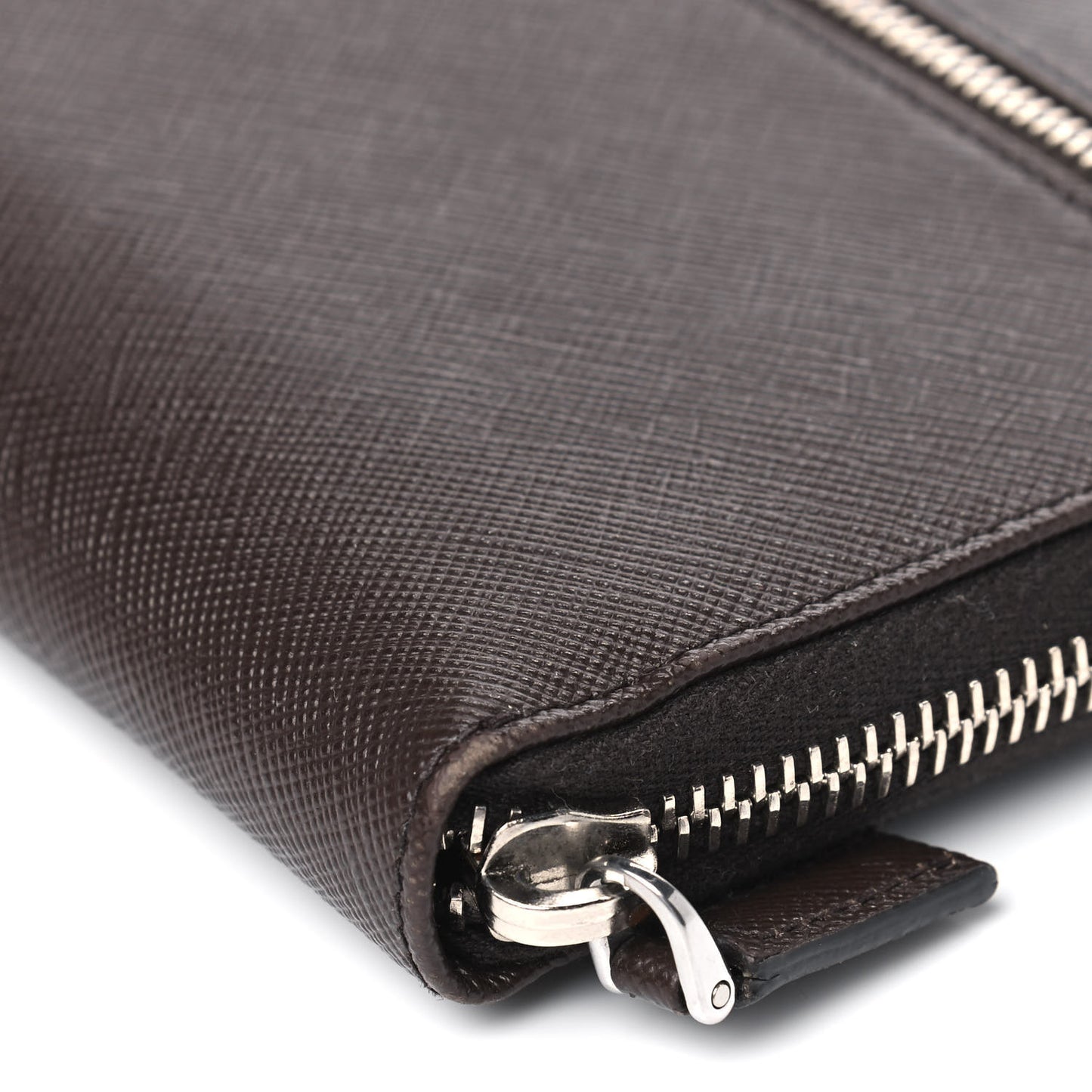 Saffiano Large Zip Around Travel Wallet Brown