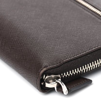 Prada Saffiano Large Zip Around Travel Wallet Brown 9 of 10