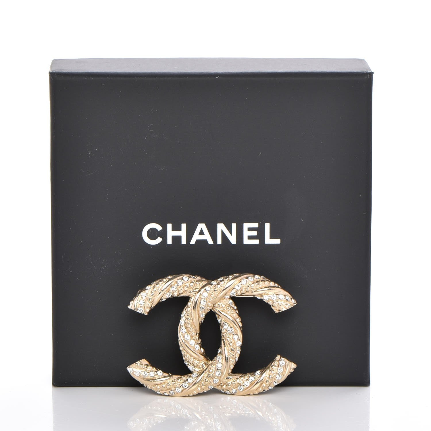 Chanel Crystal Twisted CC Brooch Light Gold 5 of 5