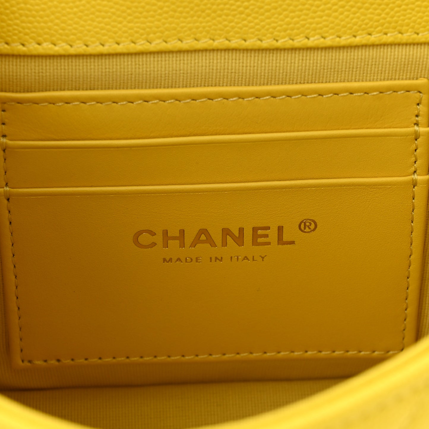 Caviar Quilted Handy Box Vanity Case Yellow