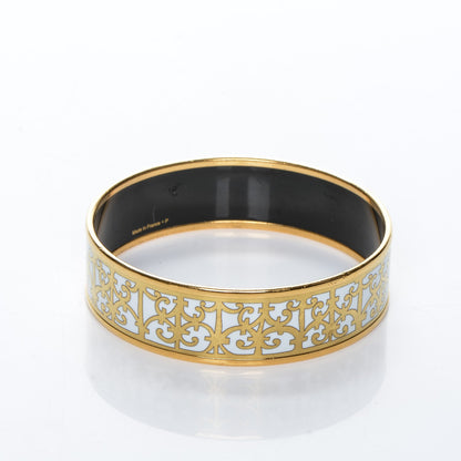 Hermes Enamel Printed Wide Balcons du Guadalquivir Bracelet 65 Gold 4 of 5