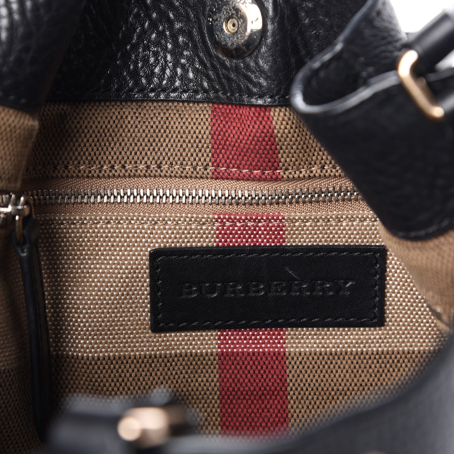 Burberry Grainy Calfskin House Check Small Maidstone Black 6 of 9