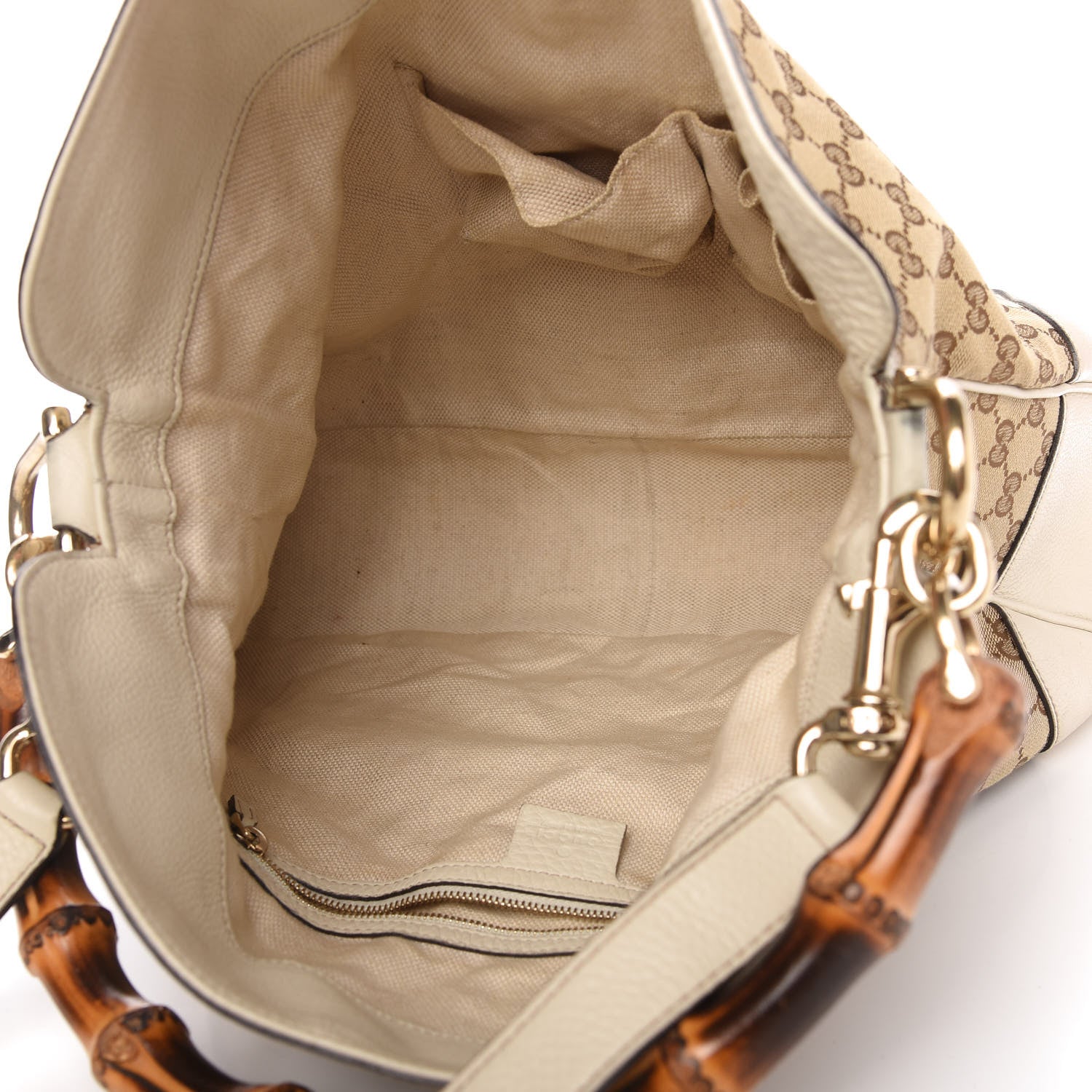 Gucci Monogram Medium Diana Bamboo Shoulder Bag Off White 5 of 10