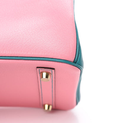 Hermes Chevre Mysore Horseshoe Birkin 30 Rose Confetti Bleu Paon 9 of 9