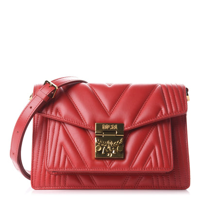 MCM Lambskin Quilted Small Patricia Crossbody Bag Ruby Red 1 of 10