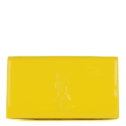 Saint Laurent Patent Calfskin Monogram Large Belle De Jour Clutch Yellow 1 of 7