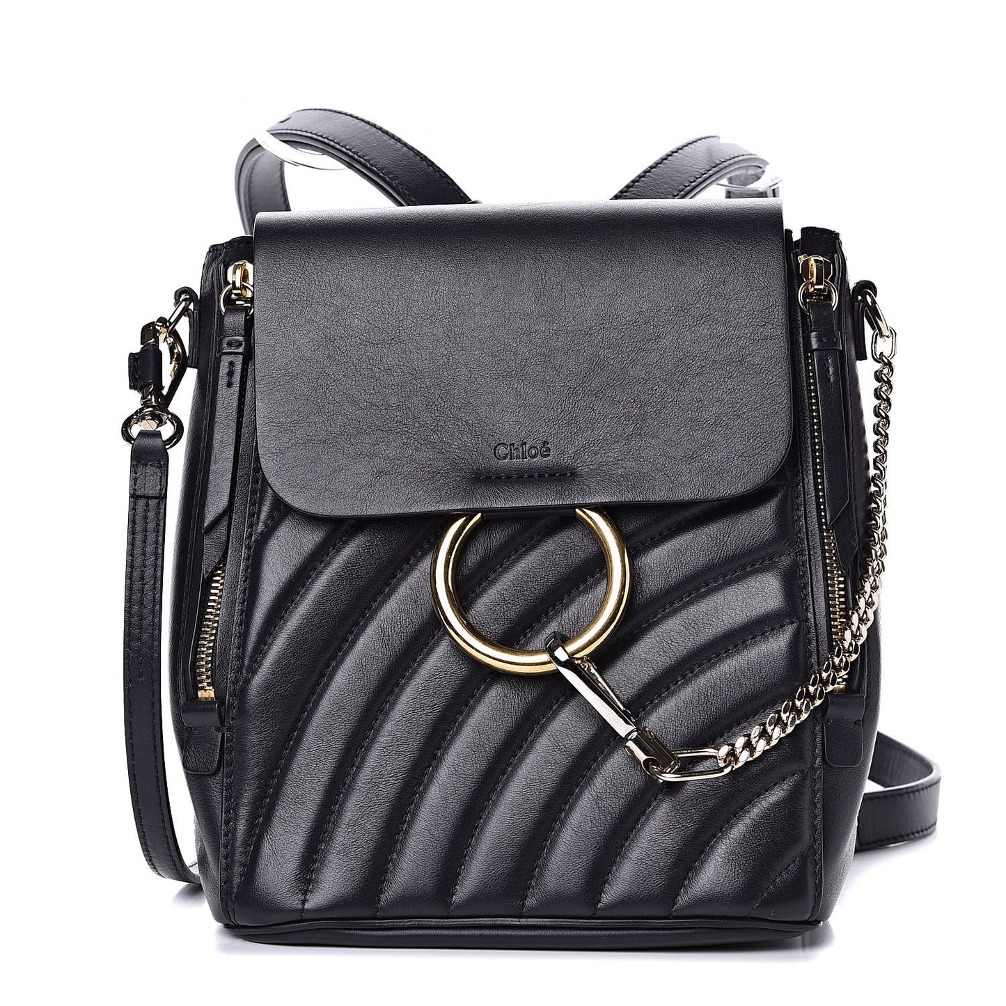 Calfskin Quilted Medium Faye Backpack Full Blue