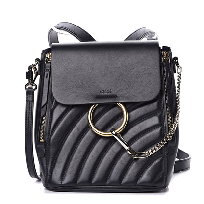 Chloe Calfskin Quilted Medium Faye Backpack Full Blue 1 of 11