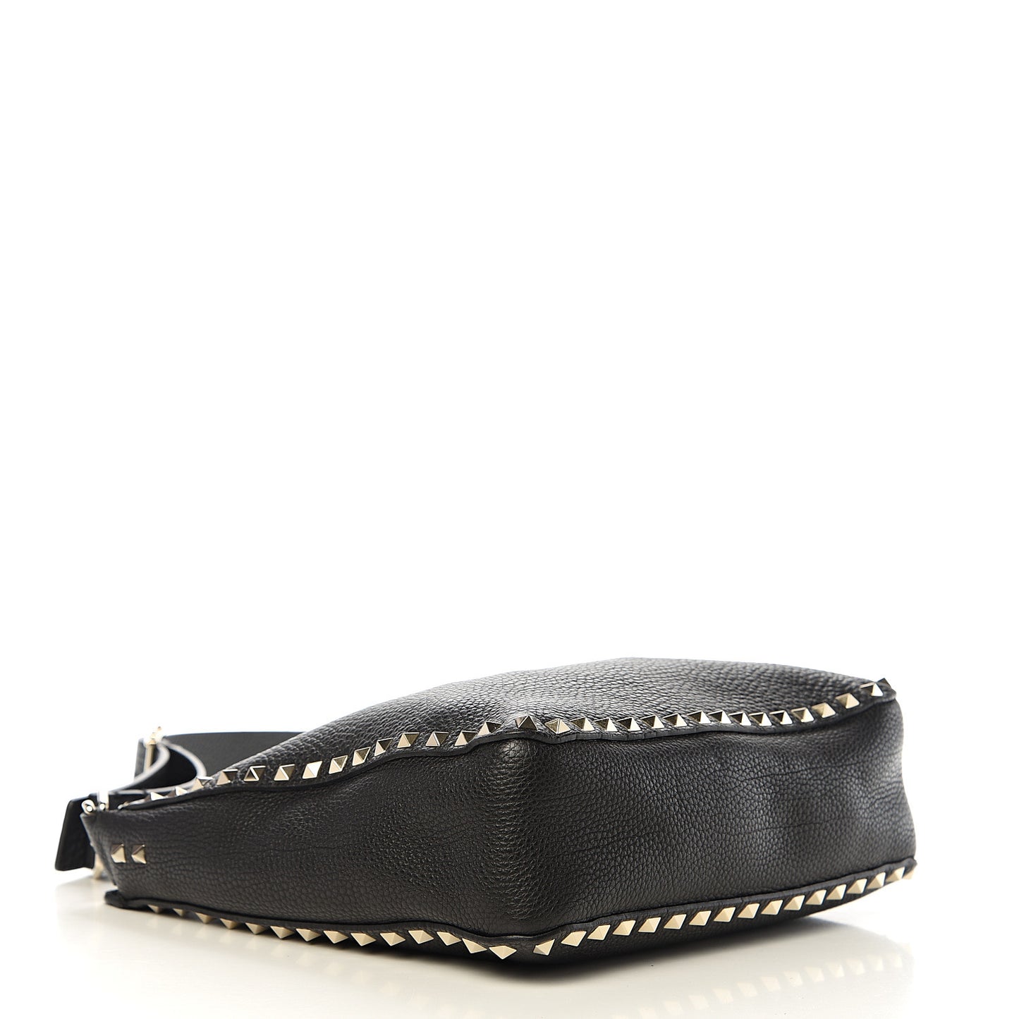 Pebbled Calfskin Small Rockstud Flip-Lock Messenger Bag Black