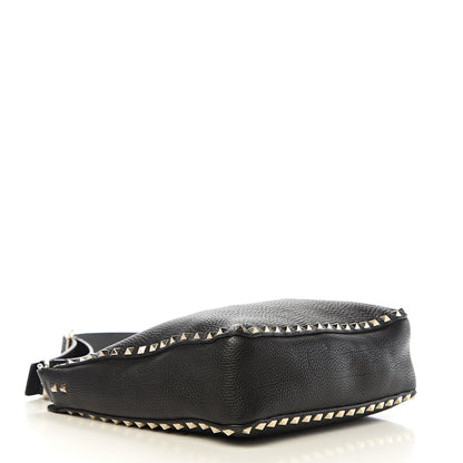 Valentino Garavani Pebbled Calfskin Small Rockstud Flip-Lock Messenger Bag Black 3 of 8