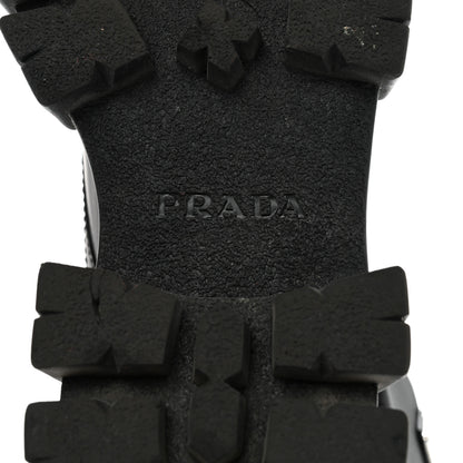 Prada Spazzolato Rois Nylon Metal Triangle Logo Monolith Pouch Pocket 55mm Boots 36 Black 8 of 8