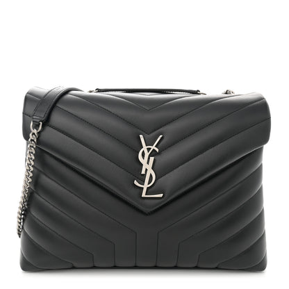 Saint Laurent Calfskin Y Quilted Monogram Medium Loulou Chain Satchel Black 1 of 10