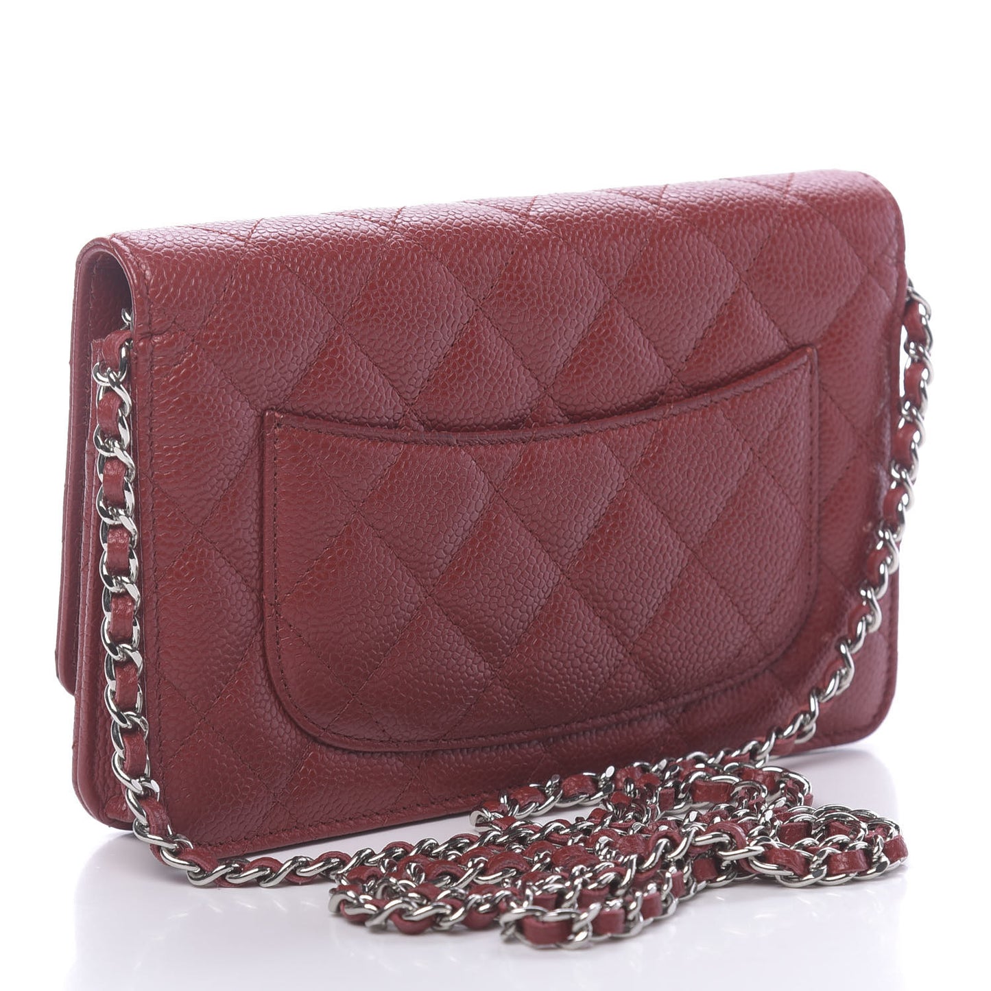 Caviar Quilted Wallet on Chain WOC Red