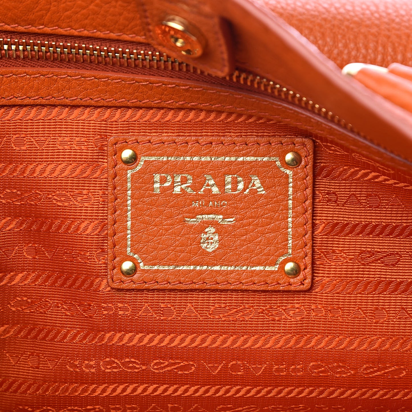 Vitello Daino Logo Shopping Tote Papaya